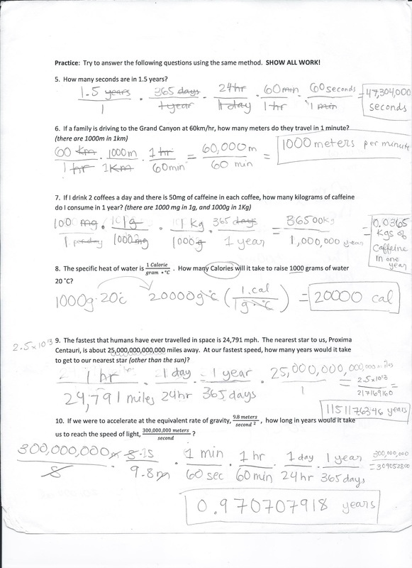 dimensional analysis practice problems answers